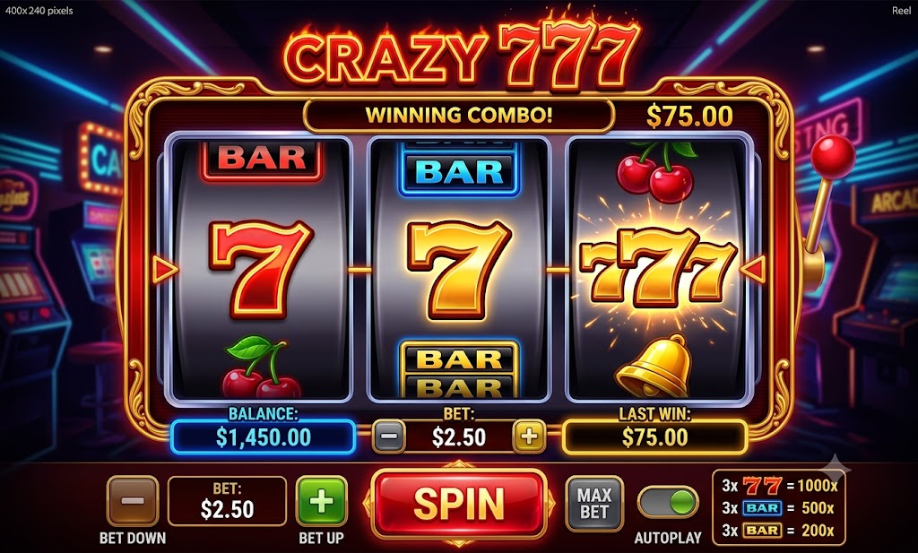 Crazy 777 slot game at GGGJL Hub